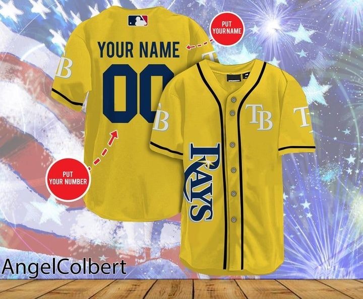 Tampa Bay Rays Personalized Name And Number Baseball Jersey Shirt - yellow