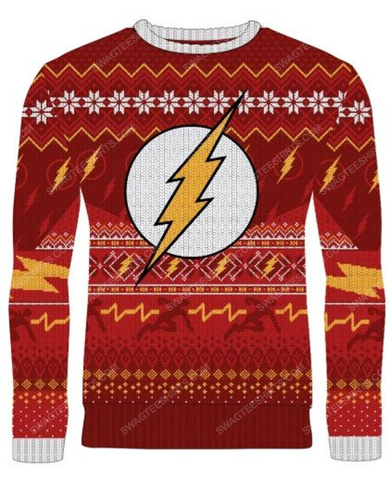 [special edition] Christmas holiday the flash full print ugly christmas sweater – maria