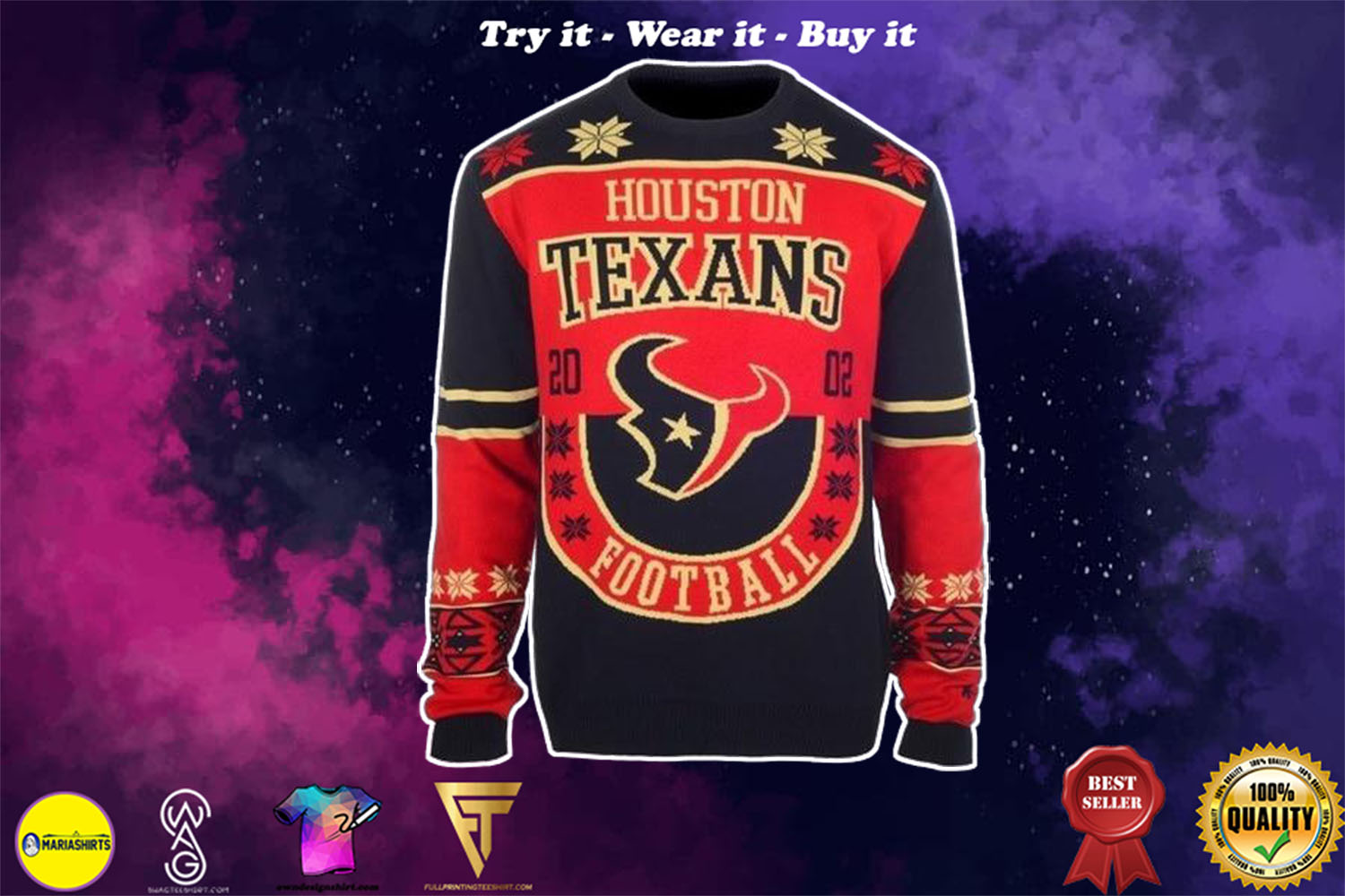 [special edition] houston texans ugly christmas sweater – maria