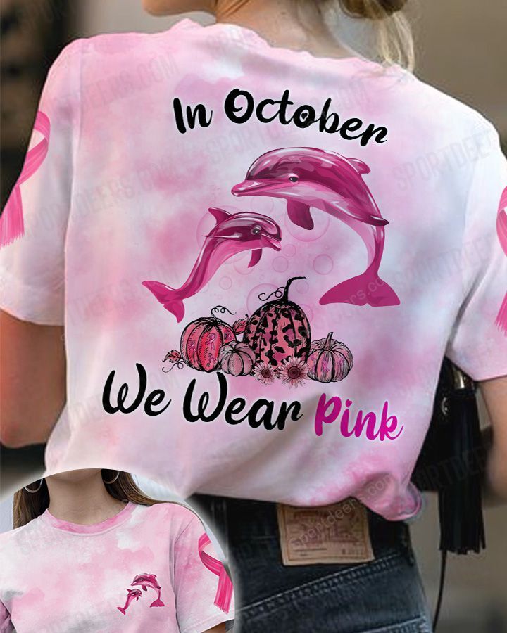 Pink Dolphin in October we were pink 3d shirt