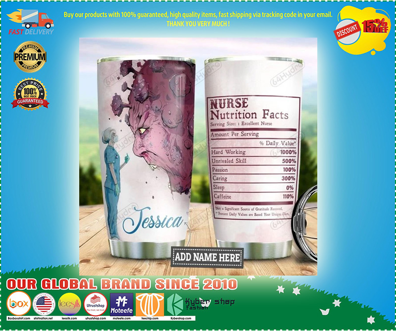 Personalized Brave Nurse Nutrition Facts Stainless Steel Tumbler 1