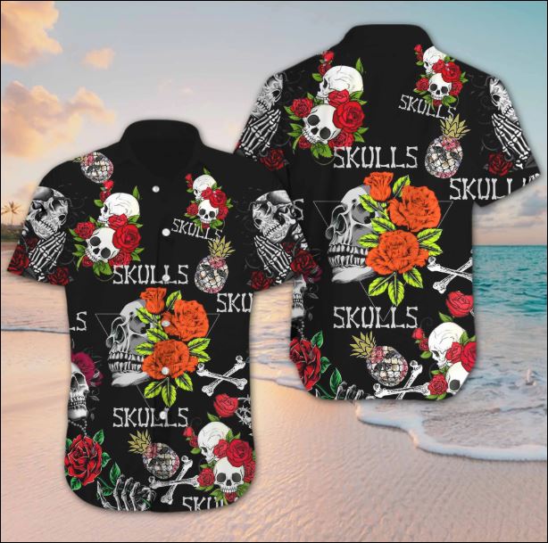 Skull rose hawaiian shirt