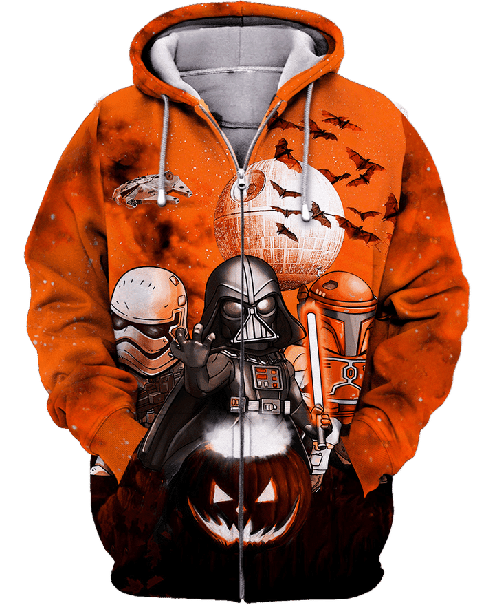 Star wars darth vader boba fett stormtrooper halloween night 3d zip hoodie