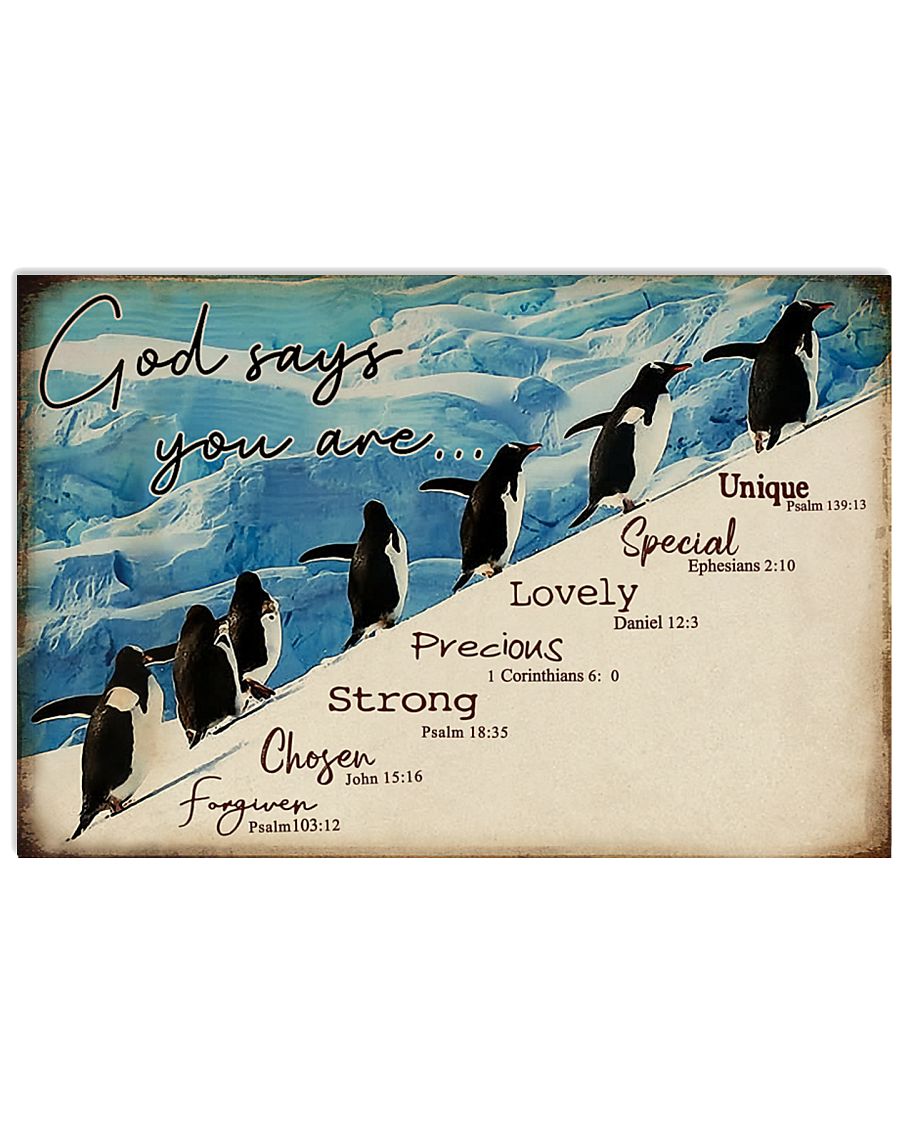 Penguins god says you are unique special poster