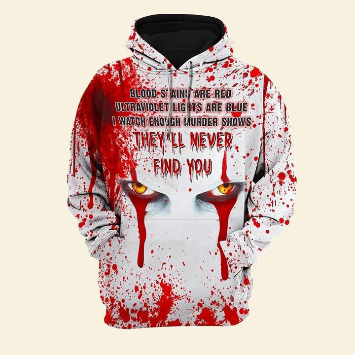 Pennywise IT They'll Never Find You Crossed Eyes 3D All Over Print Shirt 1