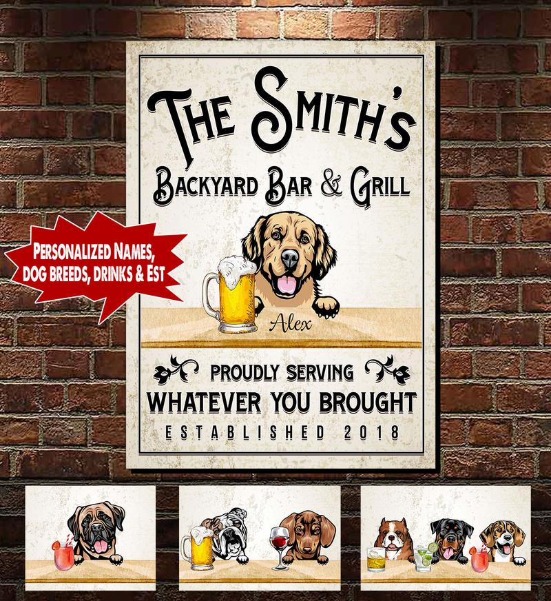 [LIMITED EDITION] Personalized Backyard Bar & Grill Dog and Cat Canvas