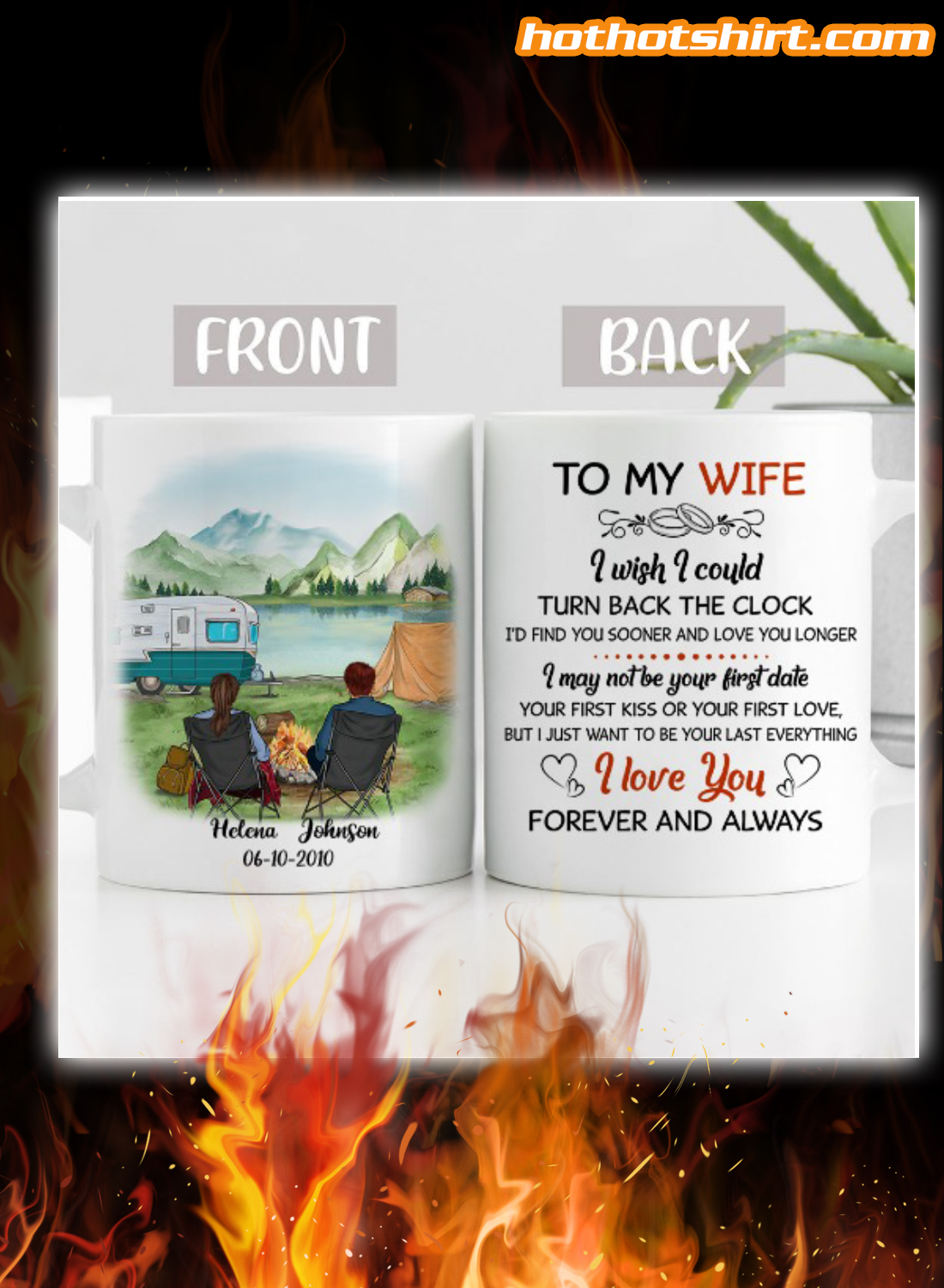 Personalized Camping to my wife i wish i could turn back the clock mug