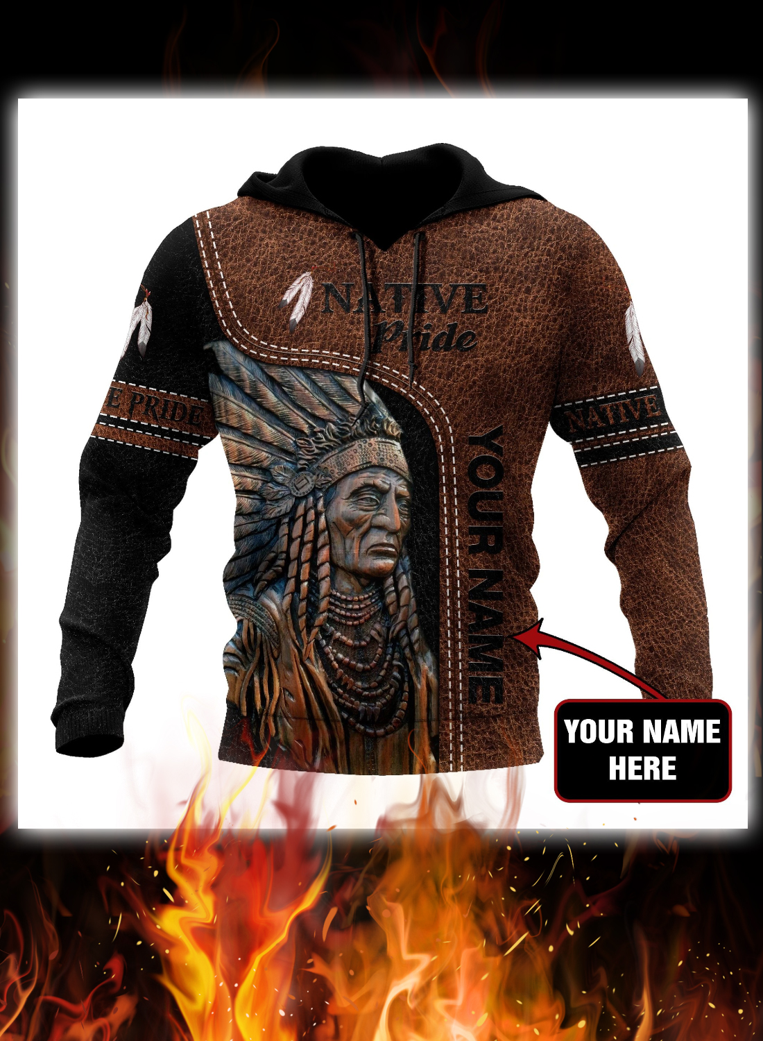 Personalized Custom Name Native Pride American 3D All Over Printed Hoodie