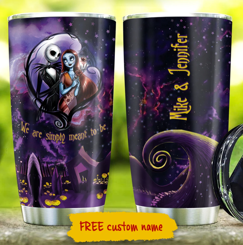 Personalized Jack Skellington and Sally we are simply meant to be tumbler 1