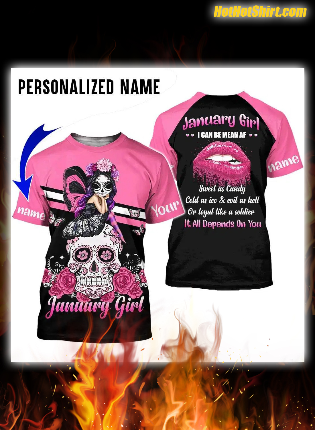 Personalized Name January Girl I Can Be Mean AF 3D Hoodie 3