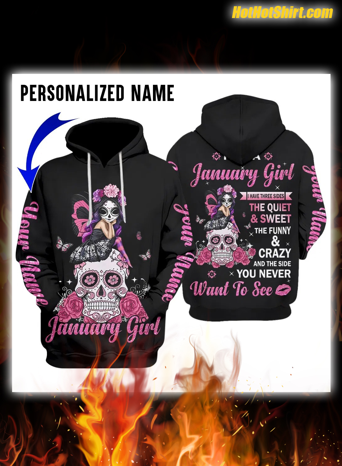 Personalized Name January Girl I Have 3 Sides 3D Hoodie