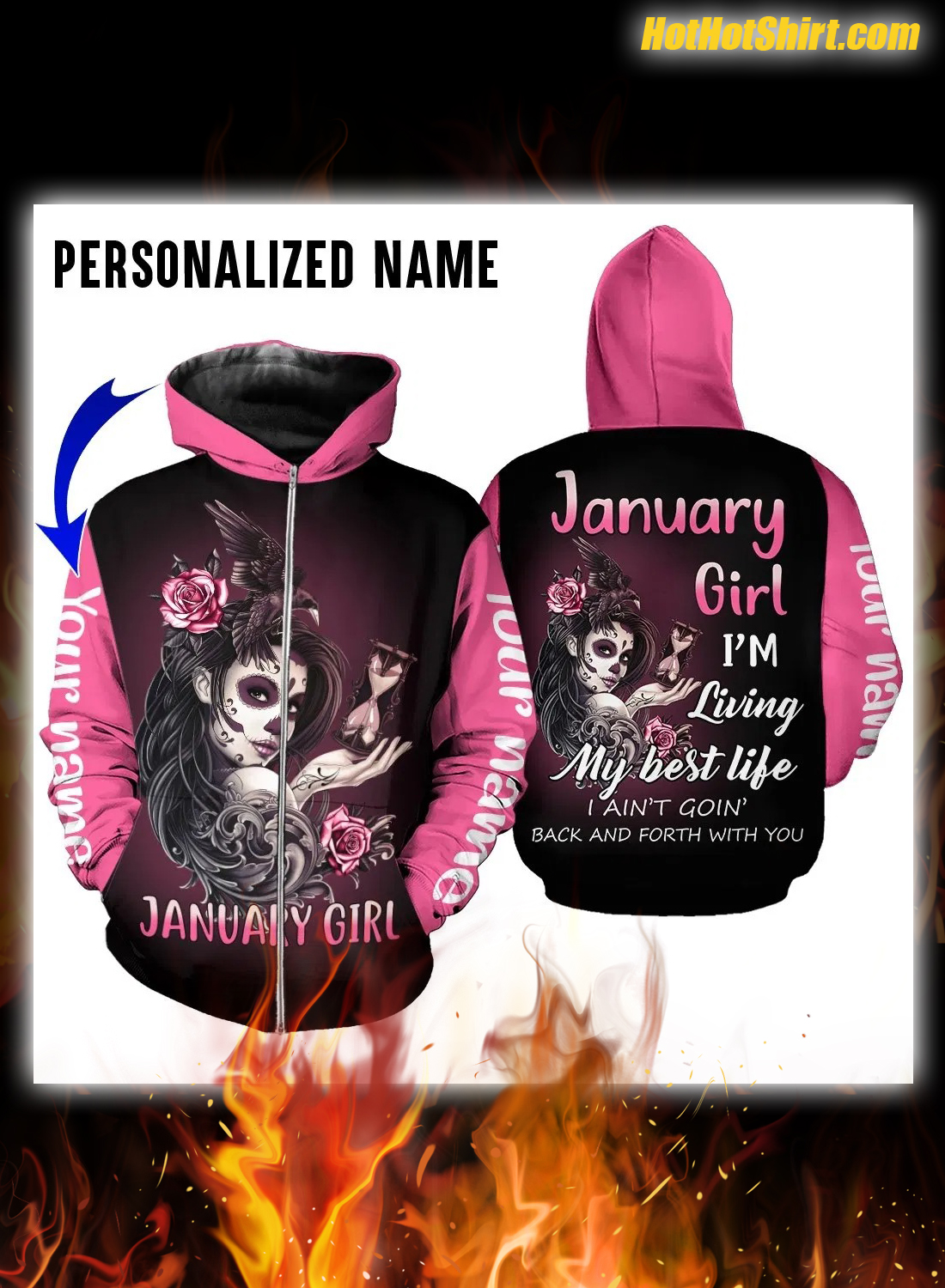 Personalized Name January Girl I'm Living My Best Life 3D Hoodie 1