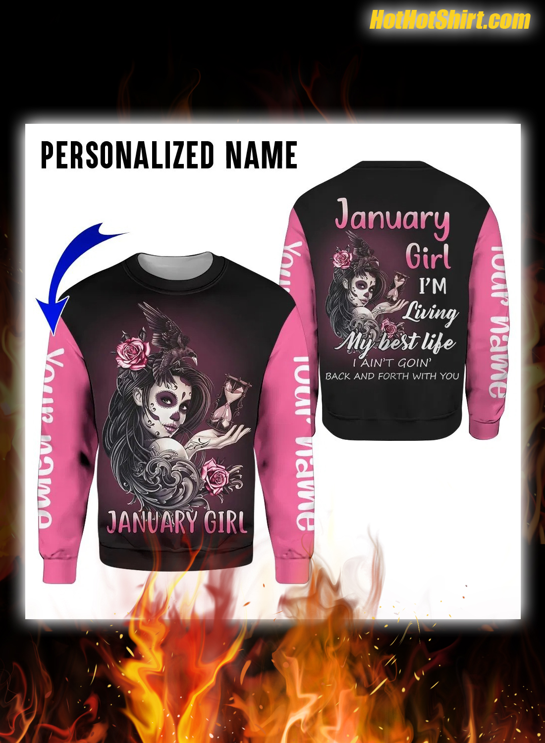 Personalized Name January Girl I'm Living My Best Life 3D Hoodie 2