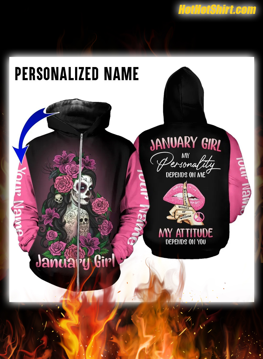 Personalized Name January Girl My Personality Depends On Me 3D Hoodie 1