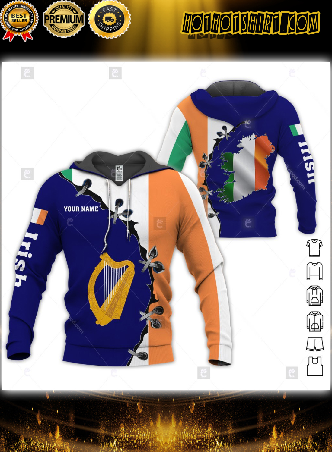 Personalized Name Proud To Be Irish 3D All Over Printed Hoodie