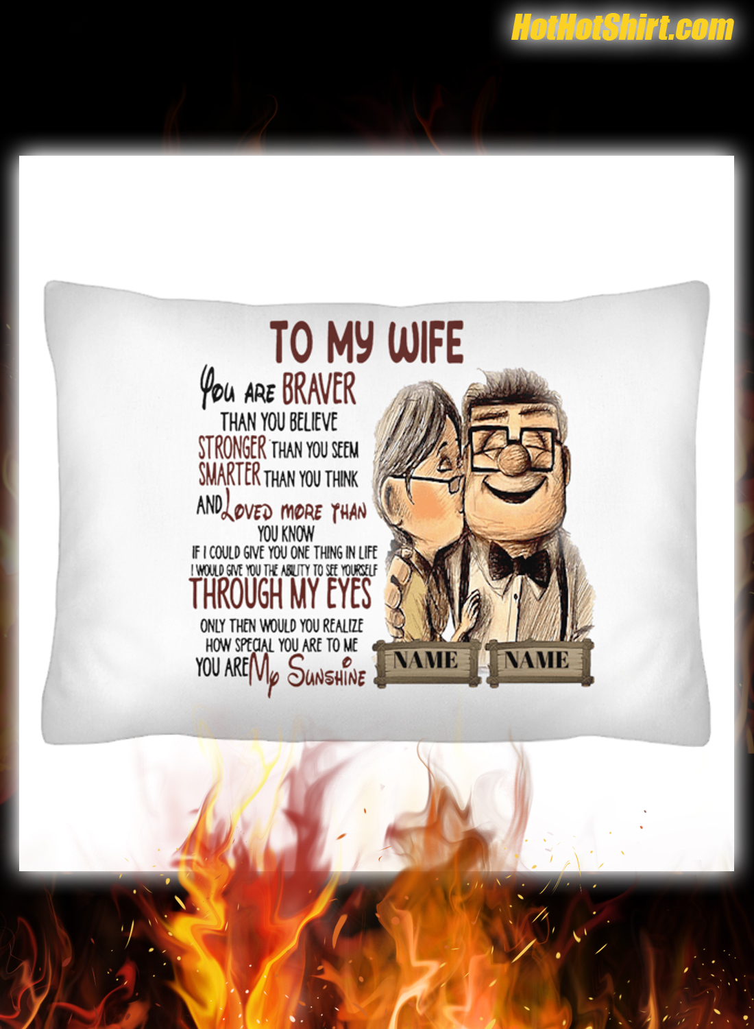 Personalized Up Disney To My Wife You Are Braver Pillowcase 2