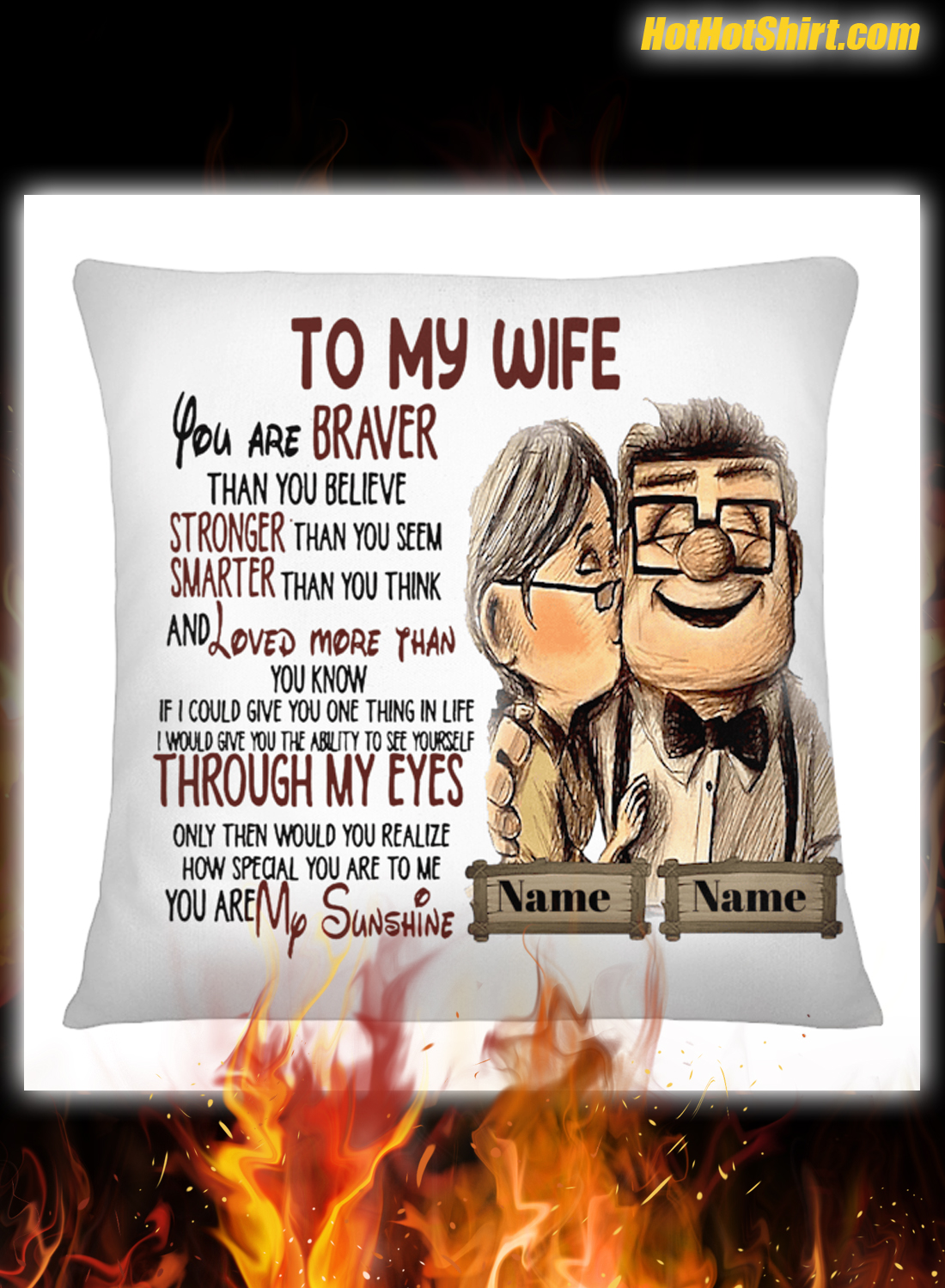 Personalized Up Disney To My Wife You Are Braver Pillowcase