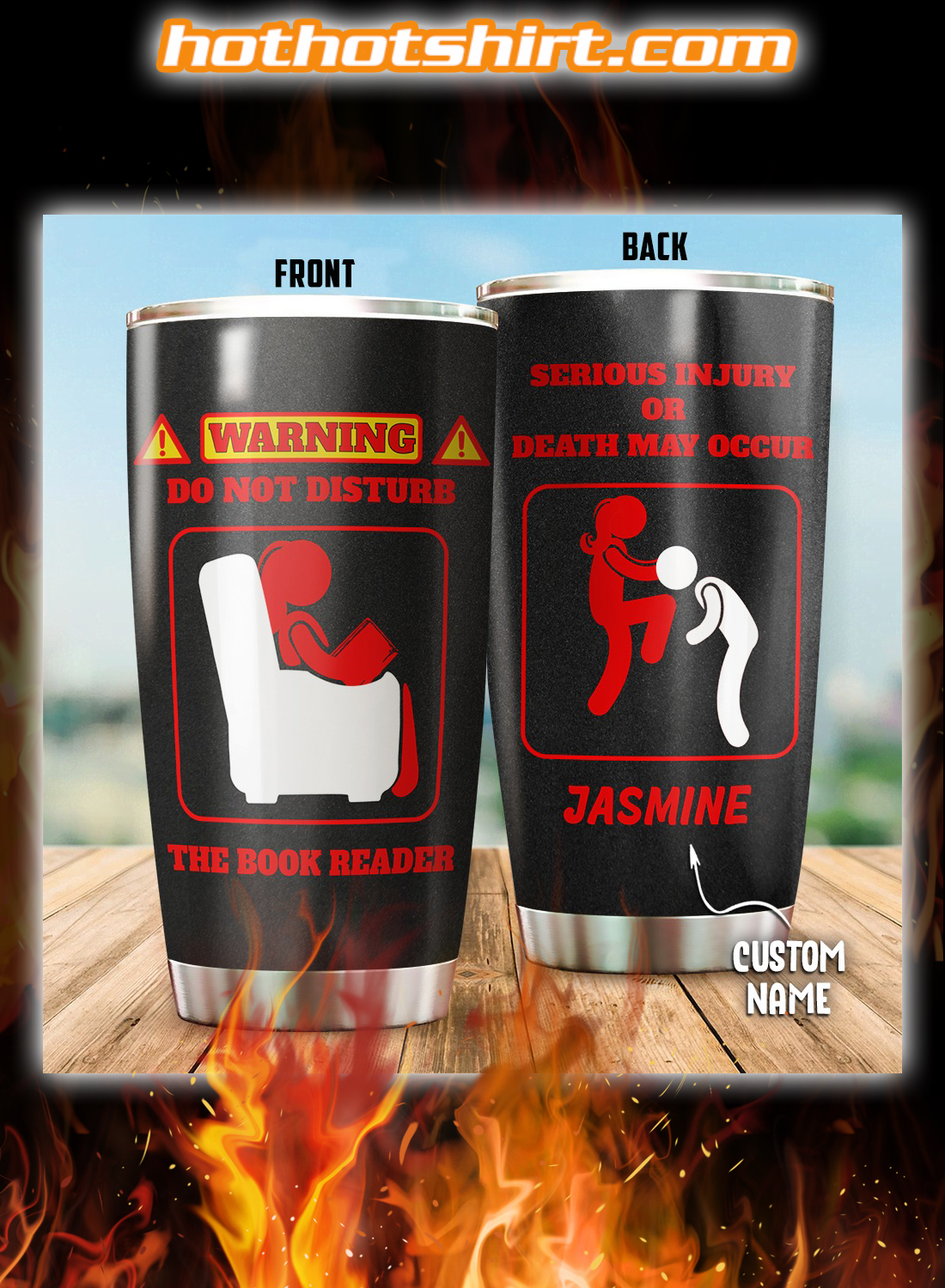 Personalized Warning Do not disturb the book reader tumbler 1