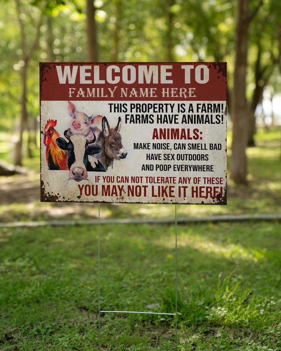 Personalized custom family name Animals This property is a farm yard signs