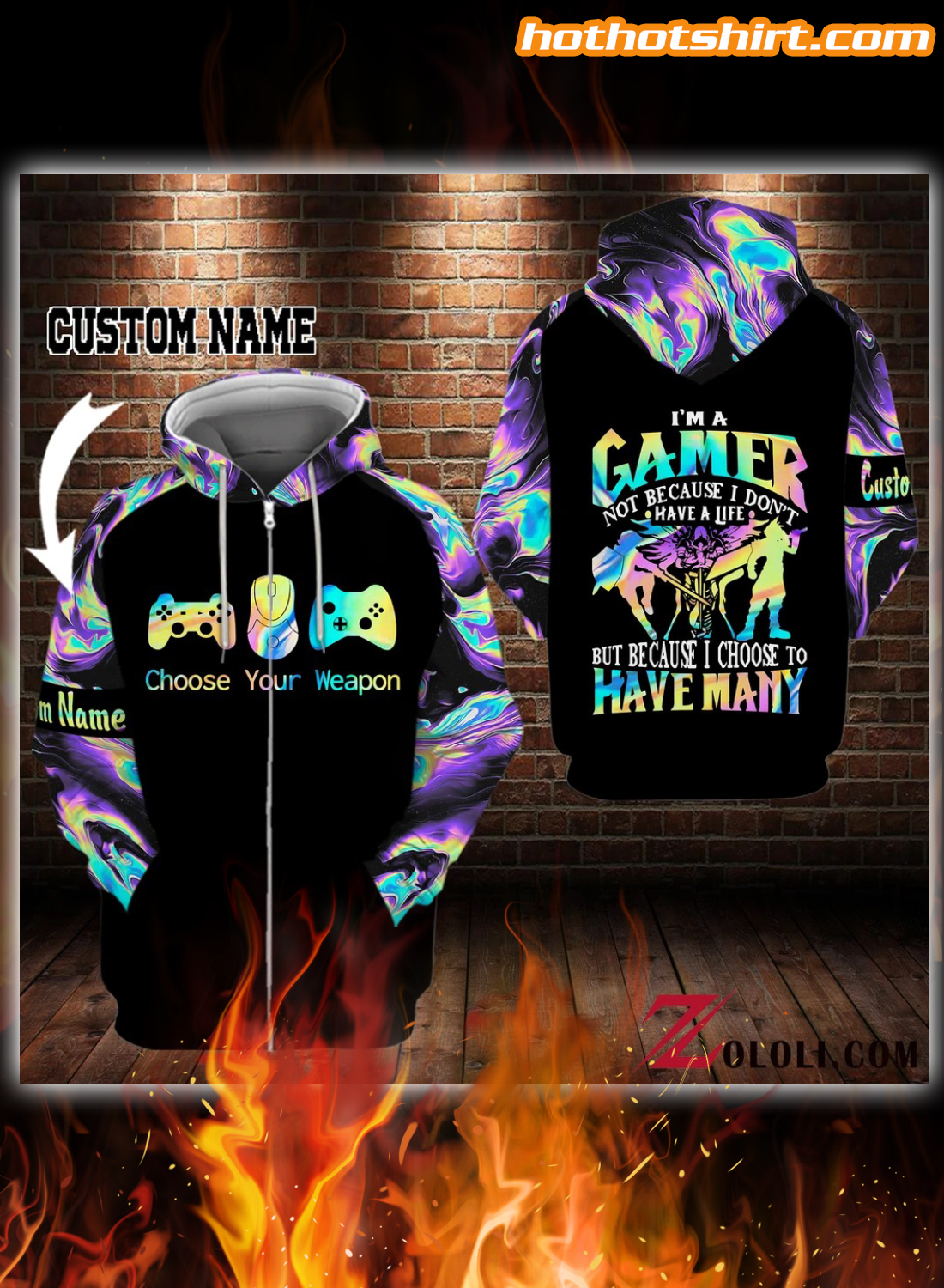 Personalized custom name Gamer choose your weapon 3d hoodie 1