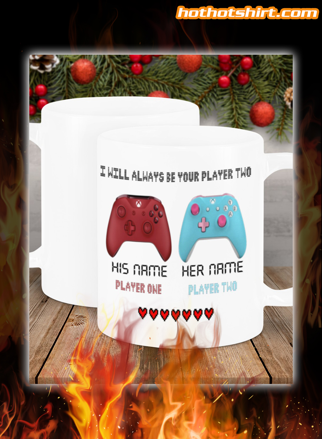 Personalized gamer i will always be your player two mug