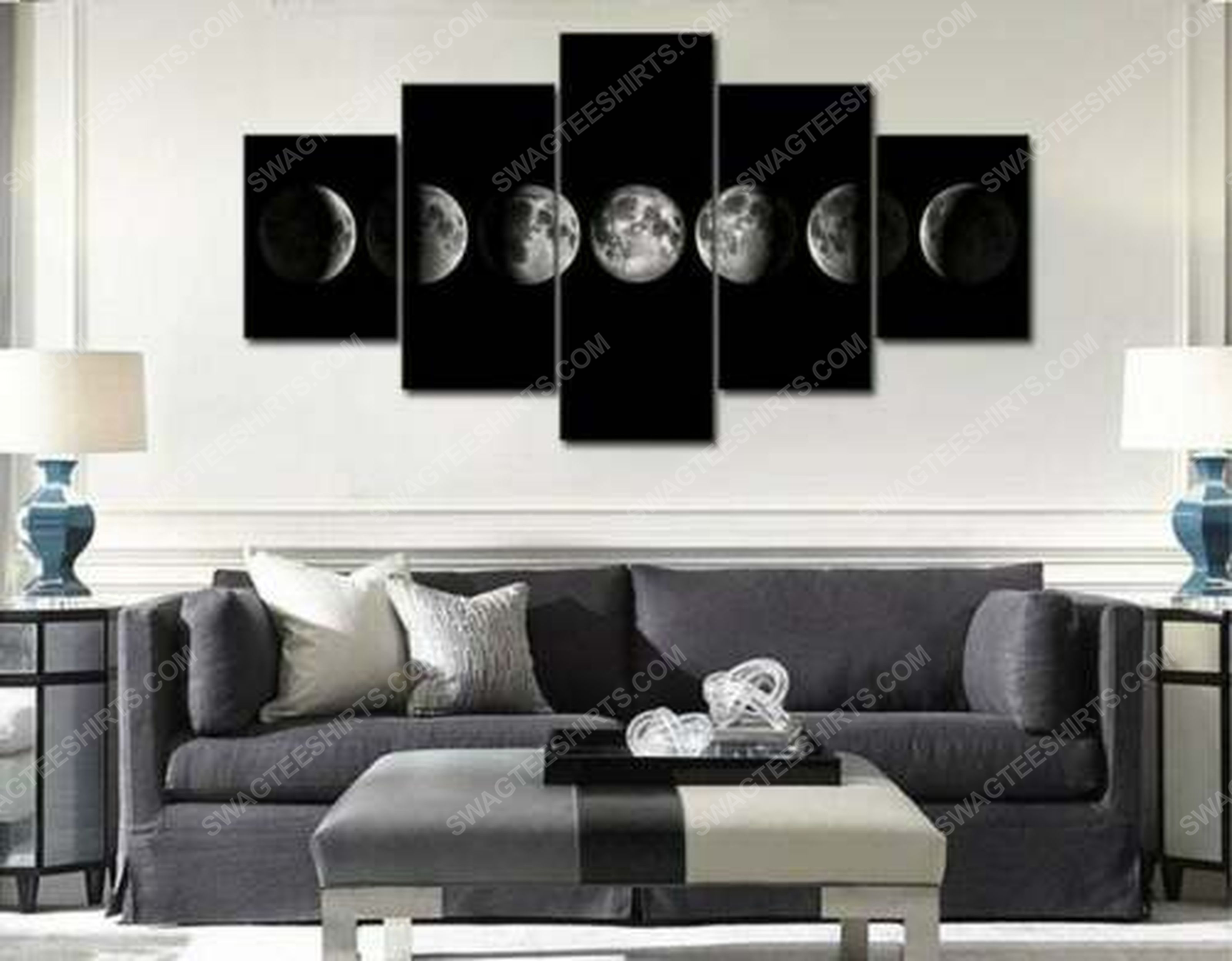 Phases of the moon print painting canvas wall art home decor
