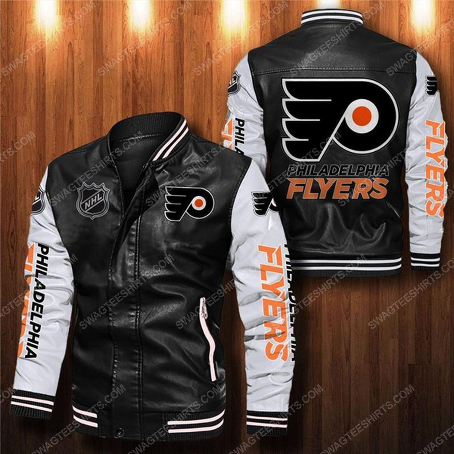 [special edition] Philadelphia flyers all over print leather bomber jacket – maria