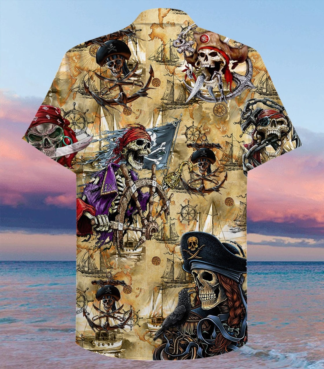 Pirate skull hawaiian shirt