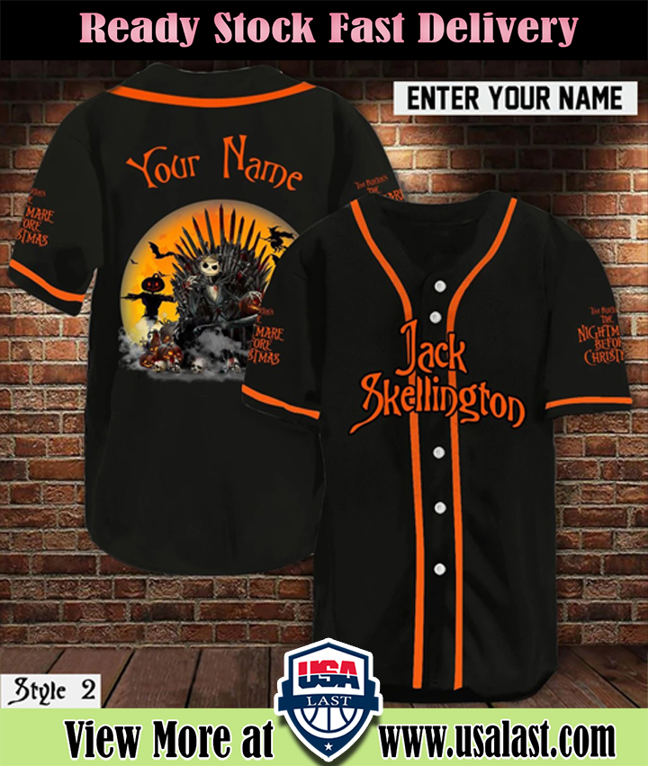 Personalized Name Jack Skellington Baseball Jersey Shirt 1