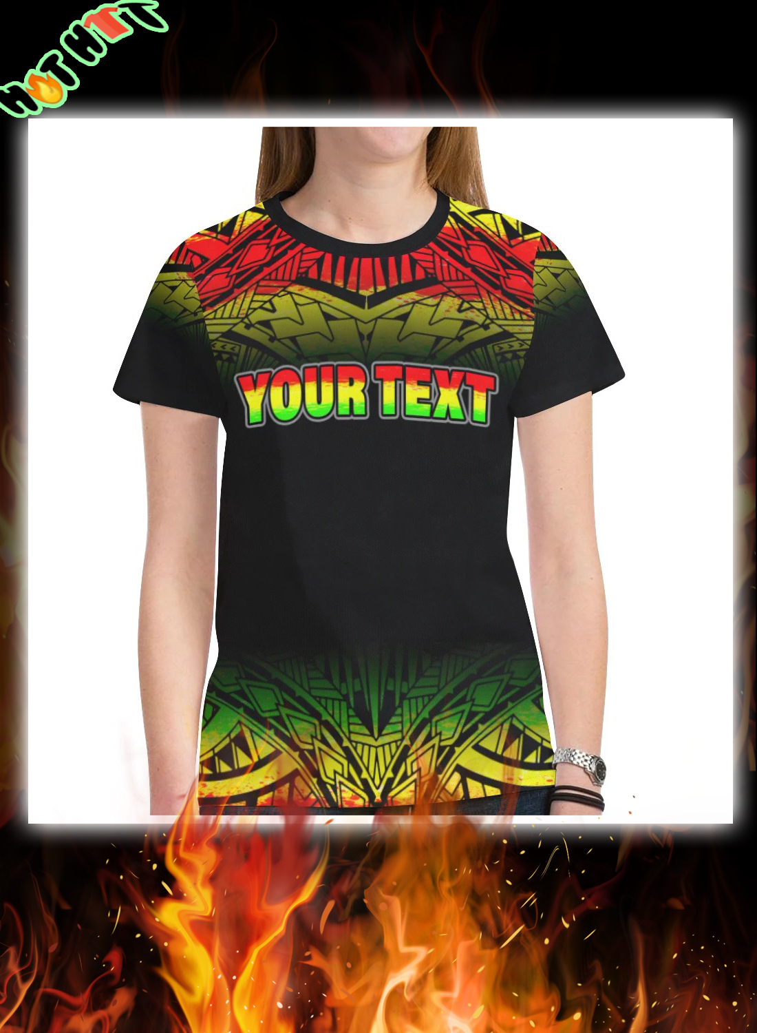Polynesian Turtle Tattoo Fog Reggae Custom Name 3D T-Shirt 1