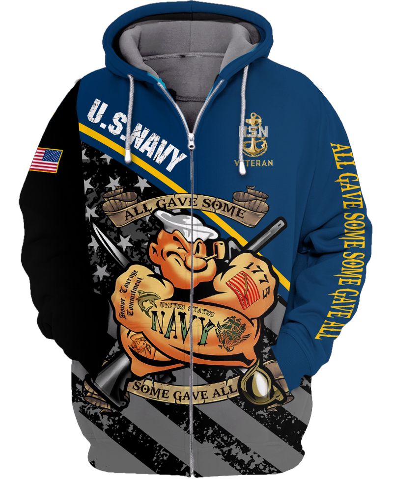 Popeye Navy veteran all gave some 3d zip hoodie
