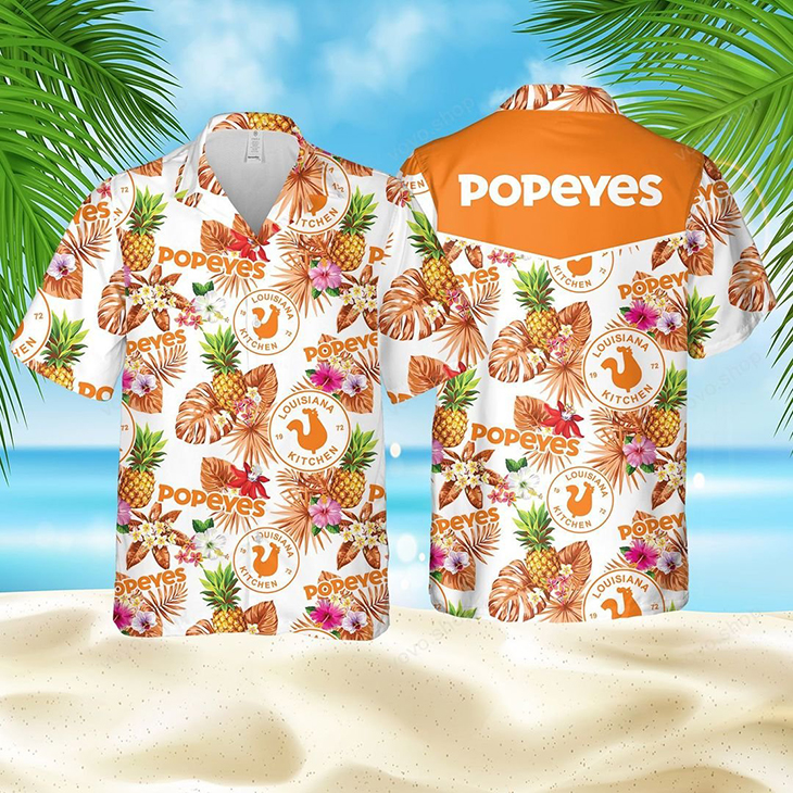 Popeyes Louisiana Kitchen Logo Pinapple Hawaiian Shirt, Short - Copy