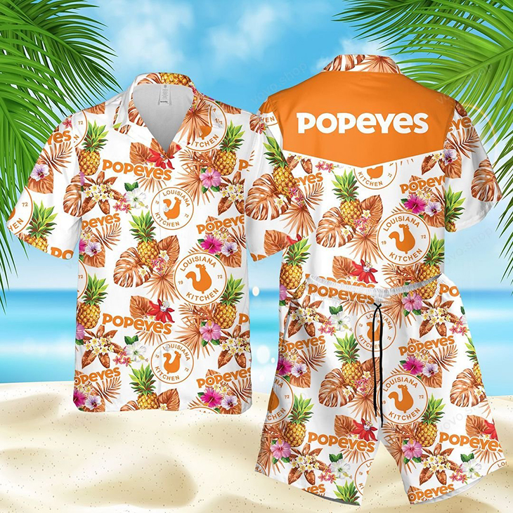 Popeyes Louisiana Kitchen Logo Pinapple Hawaiian Shirt, Short2