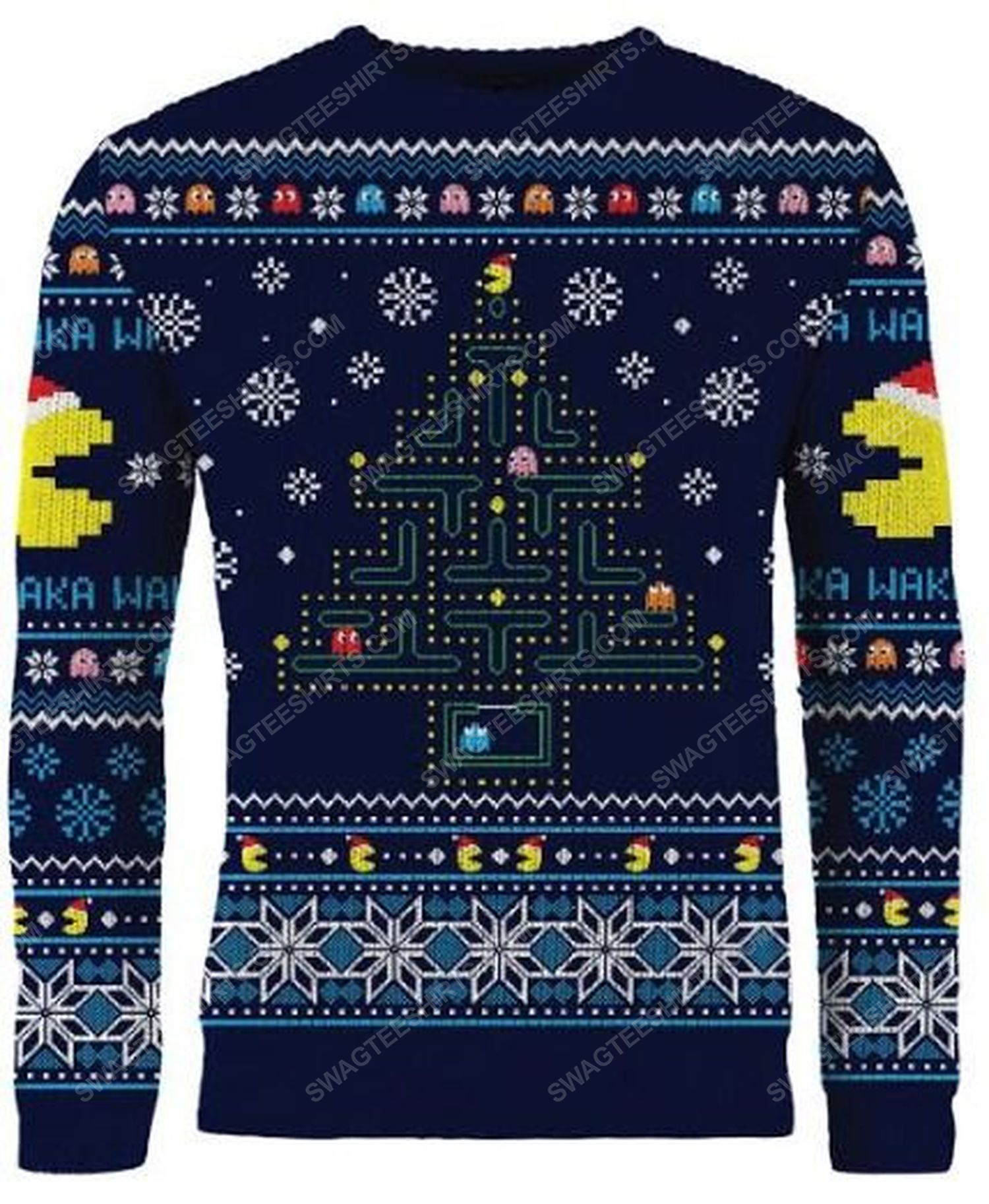 [special edition] Christmas holiday pac-man full print ugly christmas sweater – maria