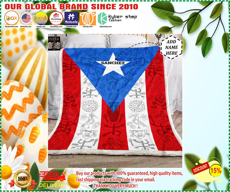 Puerto Rico Flag custom personalized name fleece blanket 1