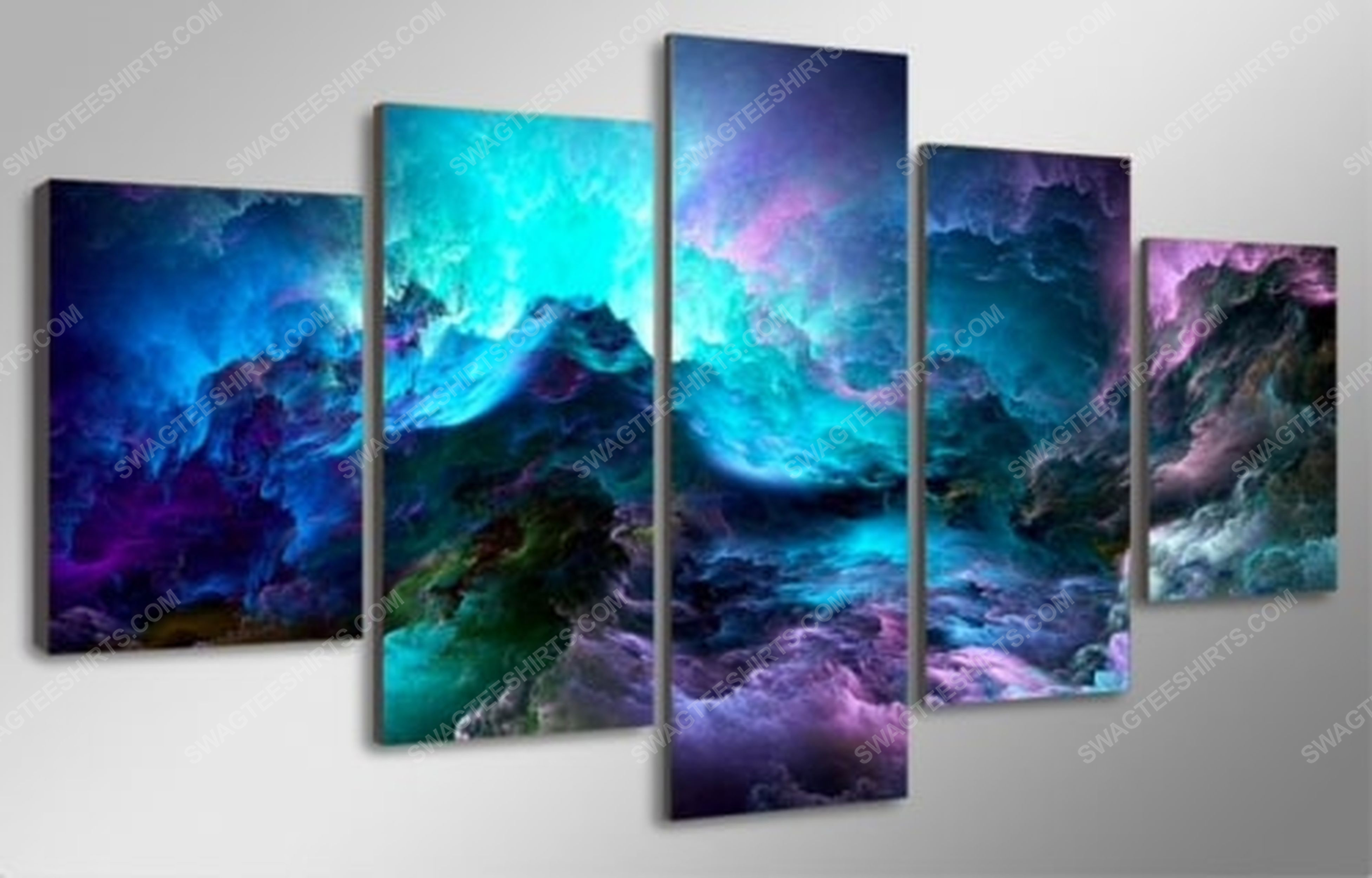 Purple blue glowing clouds print painting canvas wall art home decor
