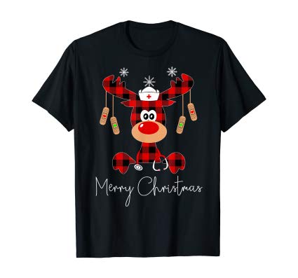 Funny Reindeer Merry Christmas Nurse shirt
