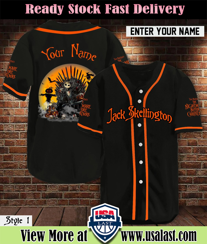 Personalized Name Jack Skellington Baseball Jersey Shirt
