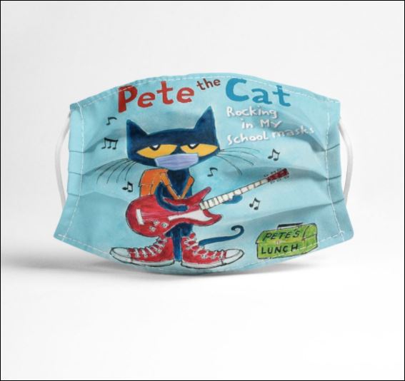Pete the cat rocking is my school masks face mask