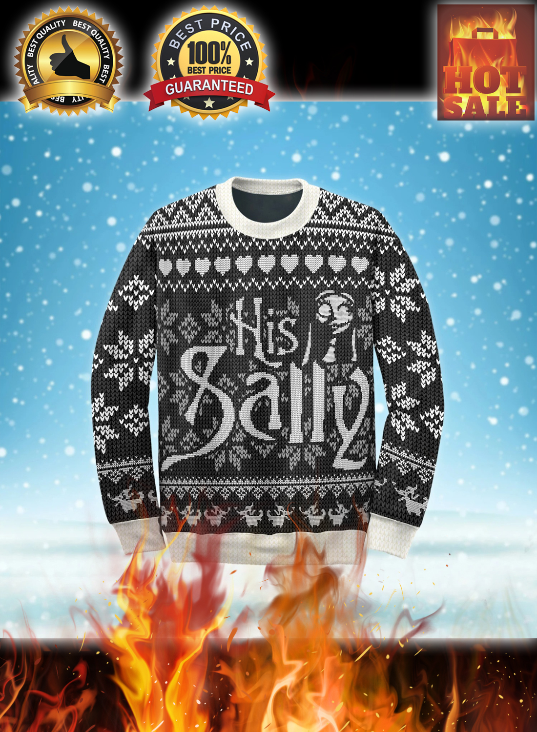 Her jack his sally couple ugly christmas sweatshirt 3