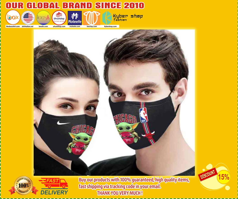 Baby yoda chicago bulls nba all over printed face mask 2