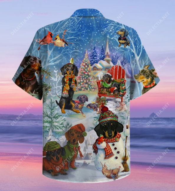 Dachshund Merry Christmas hawaiian shirt 2
