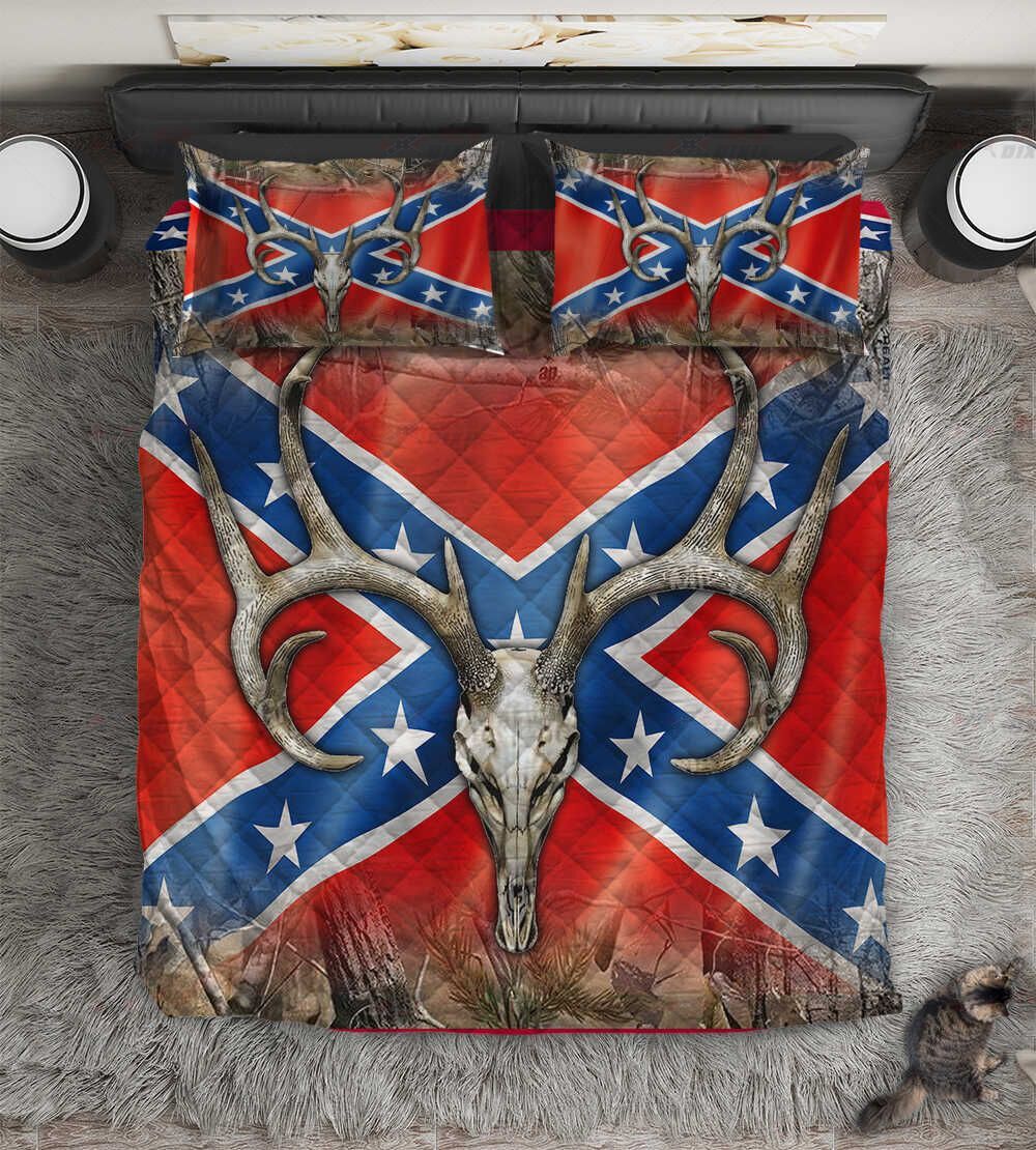 Deer hunting Conferadate Flag bedding set 1