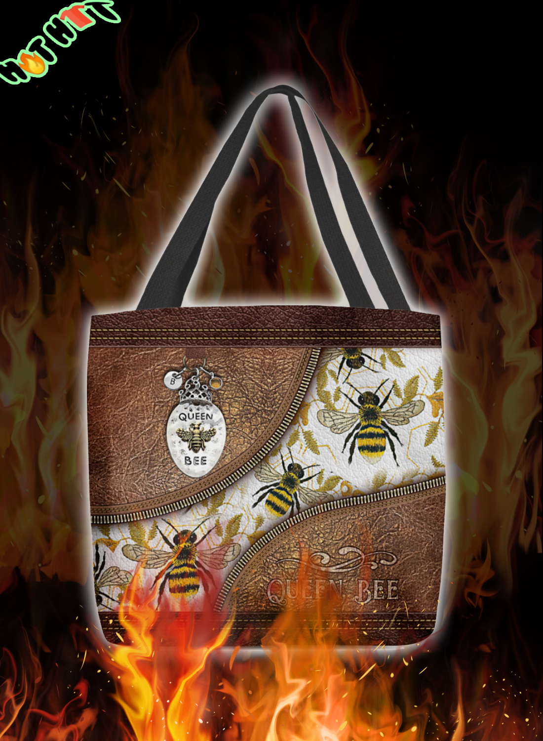 Queen Bee Leather Pattern tote bag 1