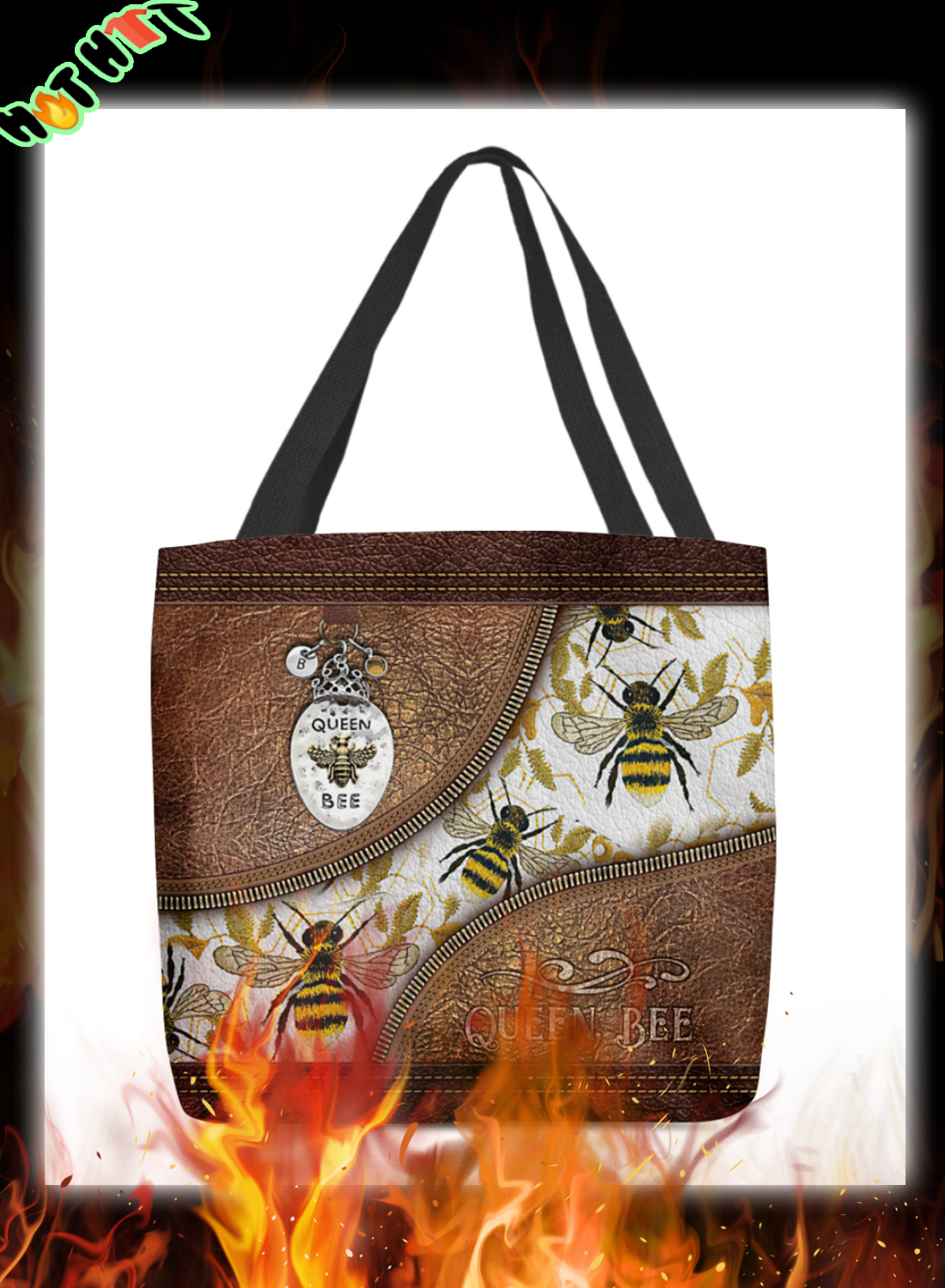 Queen Bee Leather Pattern tote bag