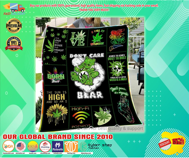 Don't care bear love weed blanket 1