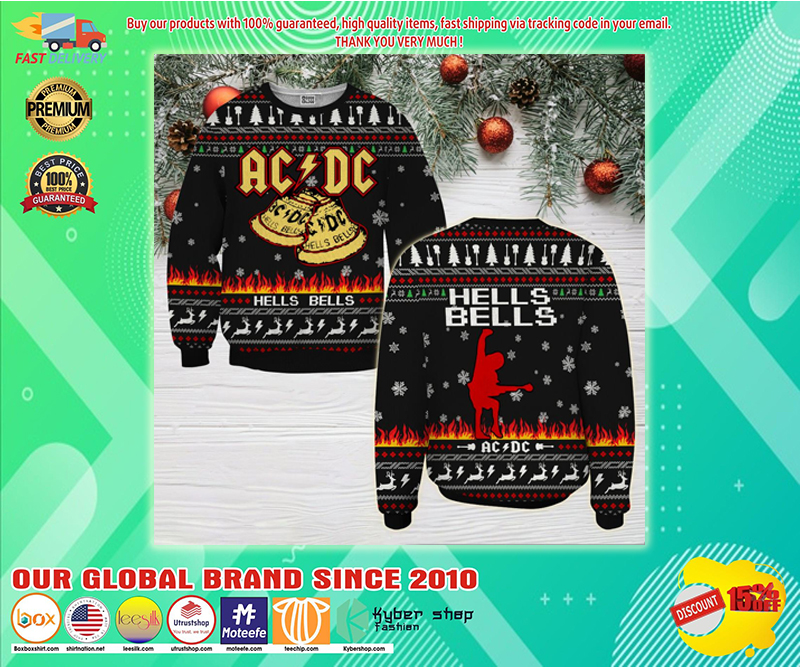 ACDC hells bells ugly christmas sweater 1