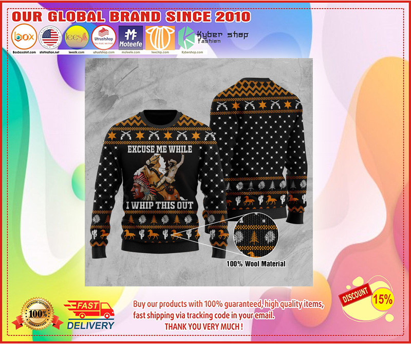 WHILE I WHIP THIS OUT 100% WOOL MATERIAL UGLY SWEATER 3
