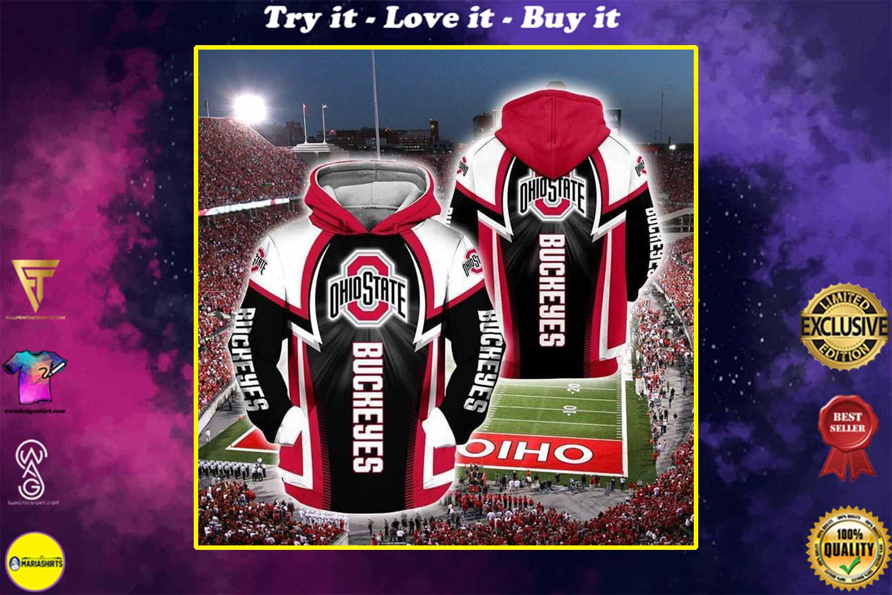 [special edition] the ohio state buckeyes football team full over printed shirt – maria