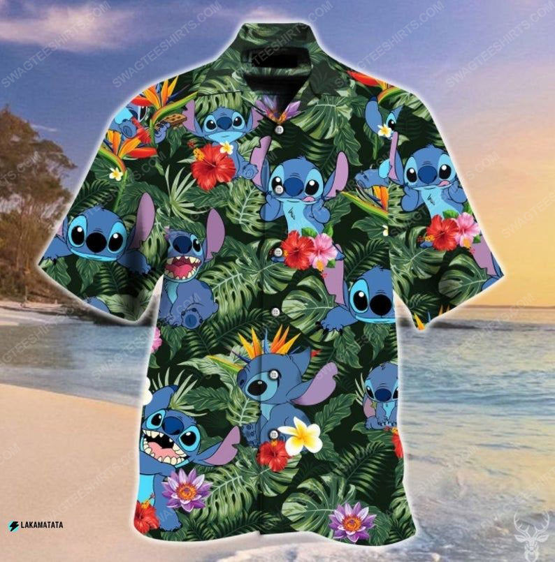Tropical stitch cartoon movie disney hawaiian shirt 1